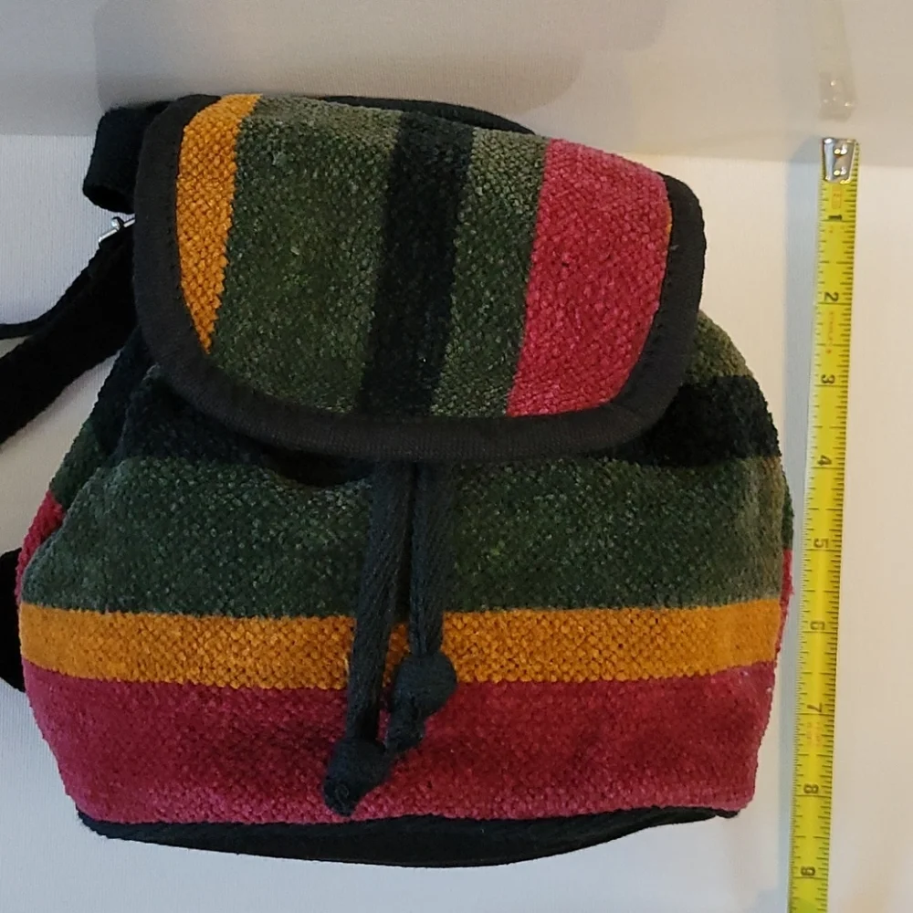 Multicolored Striped Backpack mini bag 100% Cotton New